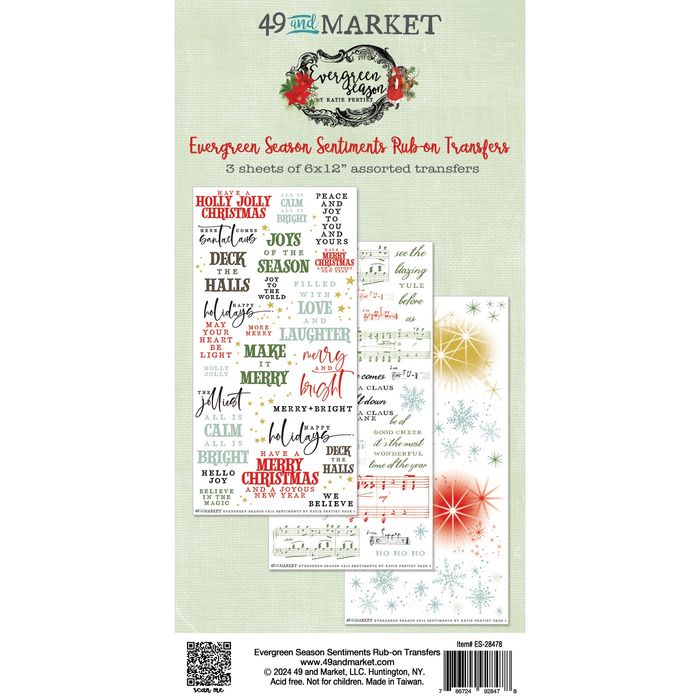 Evergreen Season Sentiments Rub-On Transfer Set