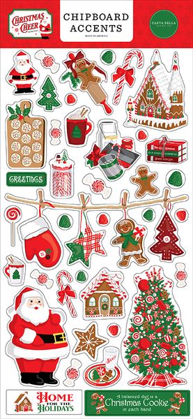 Christmas Cheer 6x13 Chipboard Accents