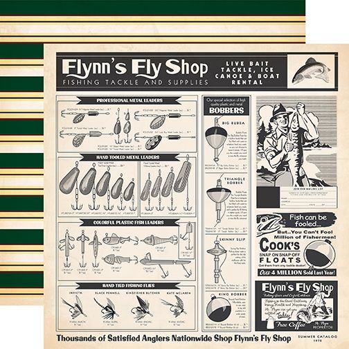 Gone Fishing: Fly Shop Ad 12x12 Patterned Paper