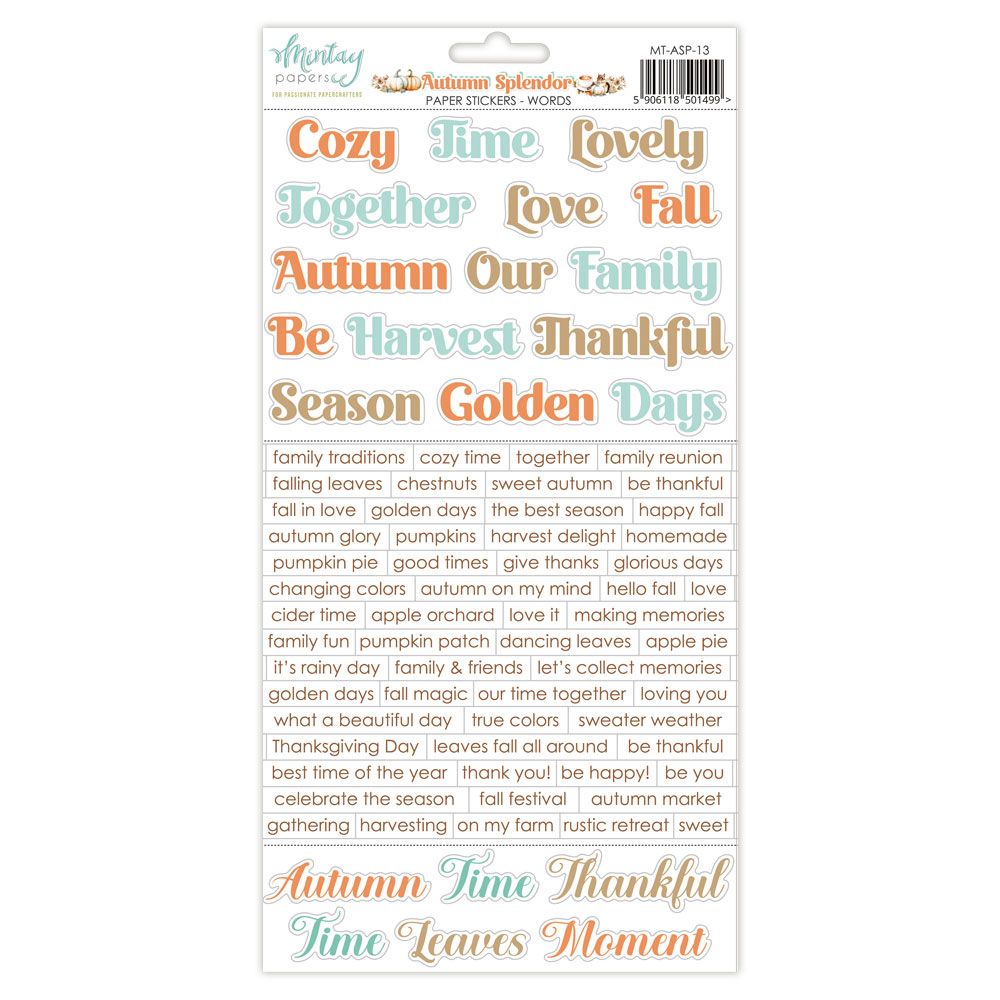 Mintay 6 x 12 Autumn Splendor Words Paper Stickers