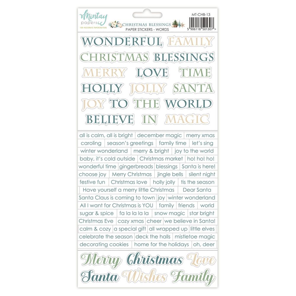 Mintay Christmas Blessings Words 6 x 12 Paper Stickers