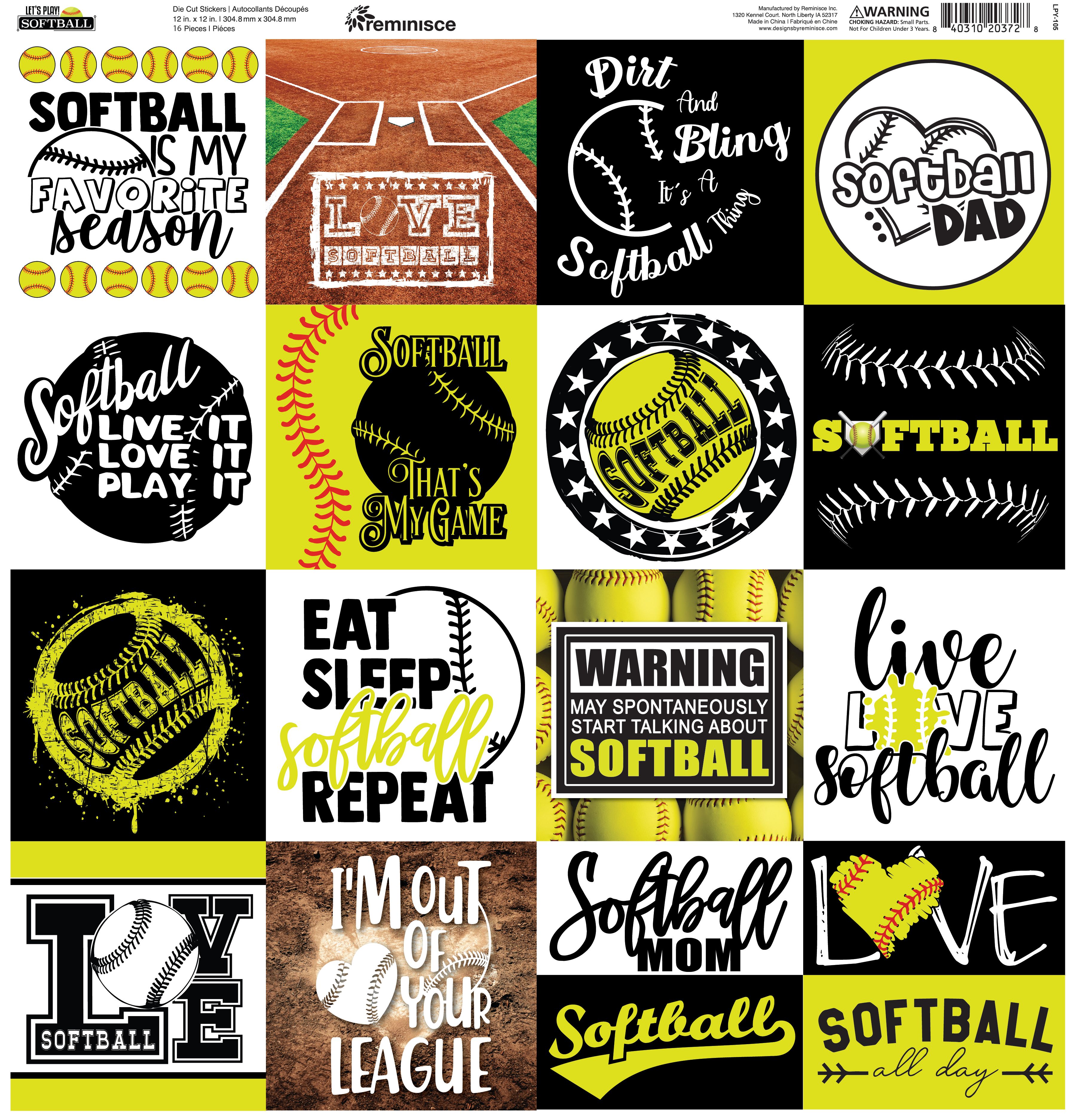 Let's Play Softball 12x12 Sticker