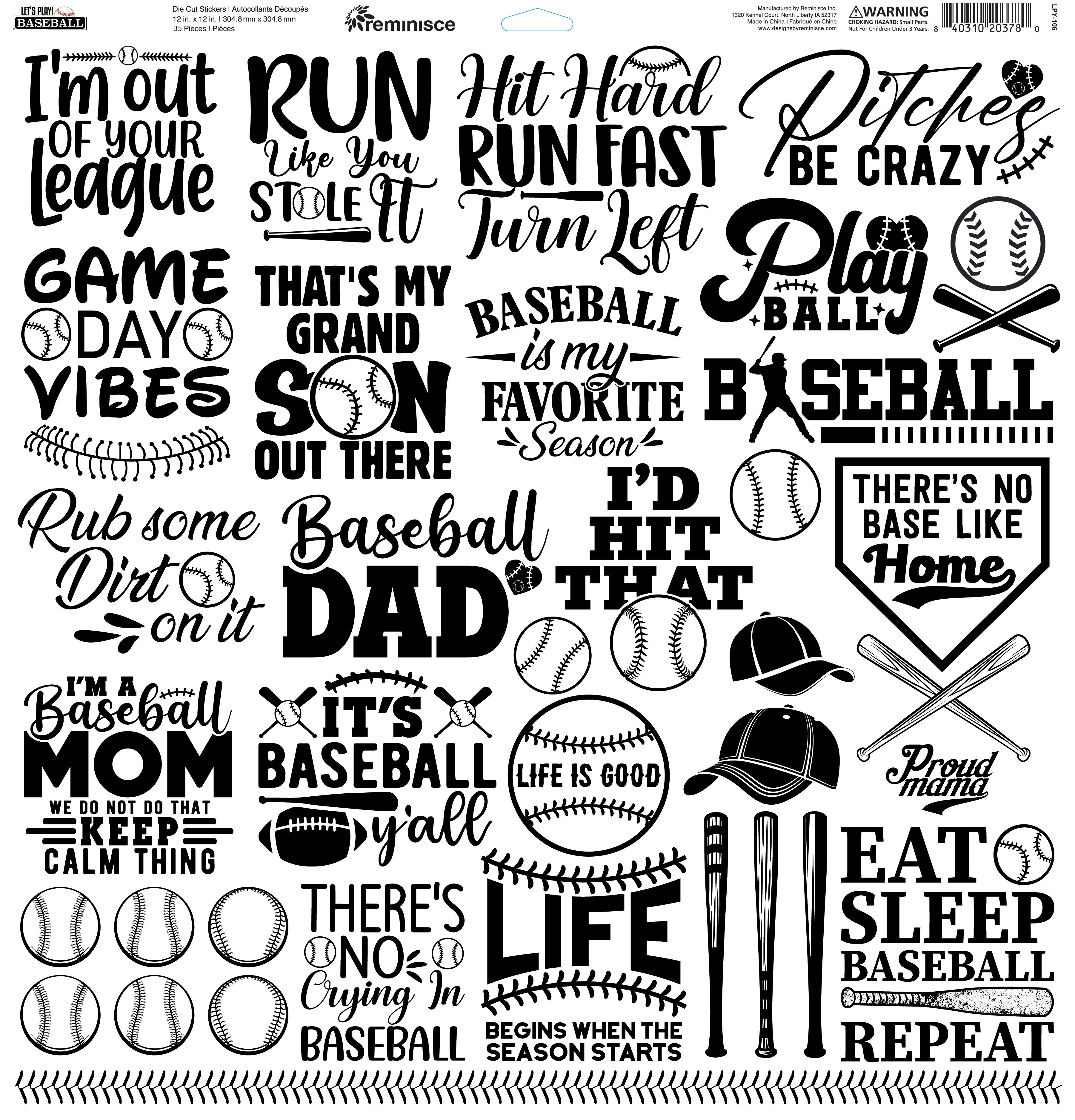 Let's Play Baseball 12x12 Sticker